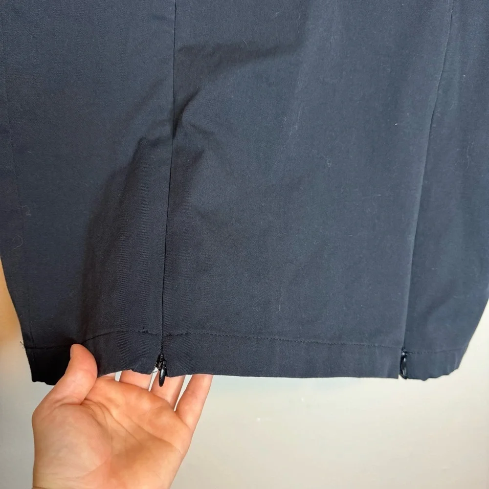 Betabrand Pencil Mini Skirt Women's Black Vented Zip Pocket Pull On Office
